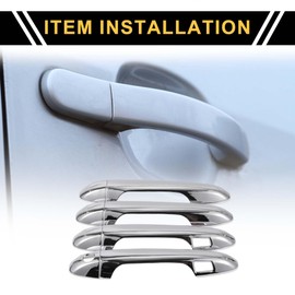 REPAIROCK 4pcs Exterior Door Handle Cover Car Door Handle Protector with Keypad ABS Chrome Silver Tone for Toyota Tacoma 2016-2023