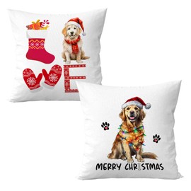 Geqtt Golden Retriever Pillow Covers 18x18 - Christmas Pillowcases, Merry Christmas Throw Pillow Cover, Gifts for Women