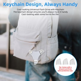 USB 3.0 Flash Drive 64gb for iPhone, 3in1 External Memory Picture Keeper Storage Stick for Photo, V5.37High Speed Thumb Drives for iPhone/iPad/Android/PC - Ash-Gray