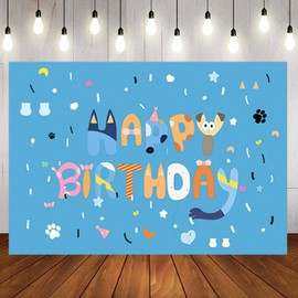 Blue Dog Birthday Party Decorations and Supplies 60inX40in Photo Backdrop for Boy Girl Baby Shower Kids Bedroom Wall Decor