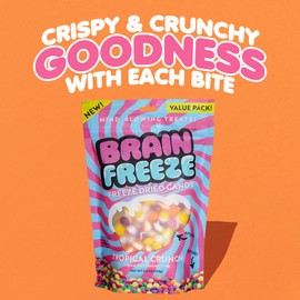 BRAIN FREEZE Tropical Crunch Freeze-Dried Candy – Sweet & Tangy Gourmet Freeze Dried Candy Snack - 4 Pack
