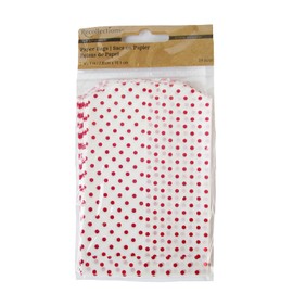 Fall Crafts Colored Chevron and Polka Dot Paper Favor Treat Bags - 24 Count - 3 x 4 Inches (Red)