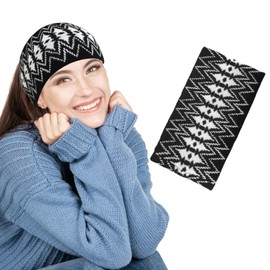 SwirlColor Ear Warmers for Women, Black White Comfortable Elastic Winter Earmuffs Headbands Thermal Headbands for Outdoor Running Skiing