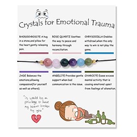 COLORFUL BLING Natural Stone 6mm Beads Crystal Stretch Bracelet Healing Stone Braided String Bracelet with Spiritual Card for Women Teen Yoga Balancing Protection Jewelry-emotional trauma