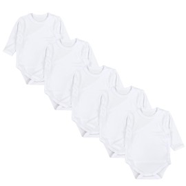 TupTam Baby Long Sleeve Bodysuit with Side Snap - Pack of 5, White, 50