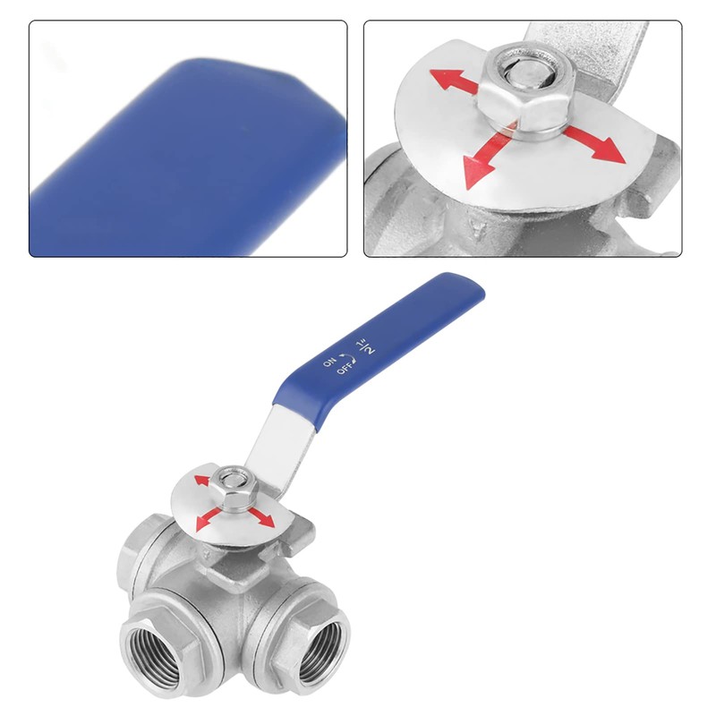 Female Thread T Ball Valve, Stainless Steel Sus304 Pipe T-Port