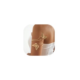 ZZQPSD Gold Arm Cuff Bracelet Adjustable Upper Arm Cuff Bangle Butterfly Flower Bracelet Summer Beach Essentials Jewelry for Wome (gold butterfly)