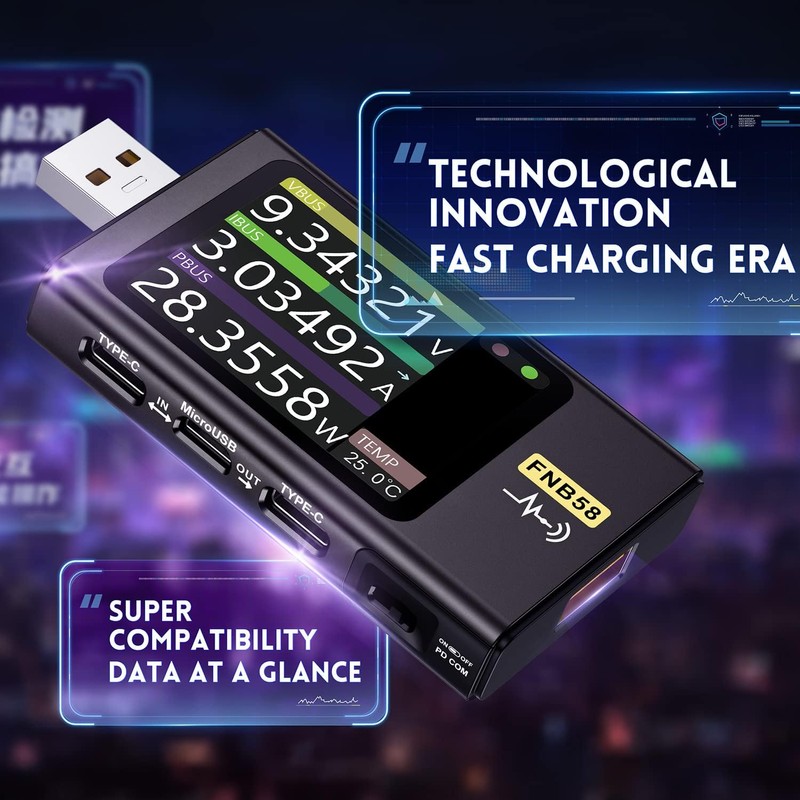 USB Tester 4-28V 7A LCD USB A&C Voltage Current Power