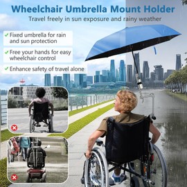 Bicycle Umbrella Mount Stand Holder, Stroller Wheelchair Umbrella Holder Hands Free, Chair Umbrella Clamp Clip, Bicycle Umbrella Attachment, Adjustable Bleacher Umbrella Stand for Bicycle Handlebars
