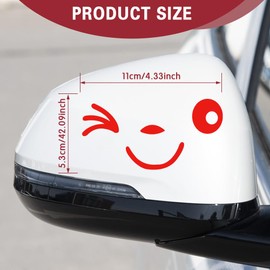 1 Pair Cute Smile Face 3D Decal Sticker for Auto Car Side Mirror L+R Rearview, Auto Side Rearview Mirrors Stickers, Smile Cute Car Stickers Fit for All Cars (Red)