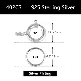 Wholesale Pack of 50 Pieces 9 mm Stainless Steel Lobster Clasps and 100 Pieces 4 mm Open Jump Rings Set Jewellery Making Findings, Sterling Silver