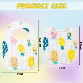 WATINC 6Pcs Baby Saliva Bibs for Babies, Absorbent Soft Cotton Drool Feeding 6 Layer Cotton Adjustable Snaps Summer Elements Bibs for Baby Shower Birthday Gifts, 0-12 Months