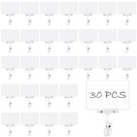 Nsmykhg Rotating Clip Sign Holder,30 Pack Swivel Sign Holder Pop Sign Holder Clip Sign Holder for Hangrails Rotatable Clamp Sign Holder,Sign Holder with Card Sleeves,Retail Display Clips
