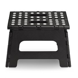 Handy Laundry - Folding Step Stool - Sturdy Enough Collapsible Stool to Support Adults and Safe Enough for Kids - Opens Easy with One Flip - Great for Kitchen, Bathroom or Bedroom (Black - 8 Inch)
