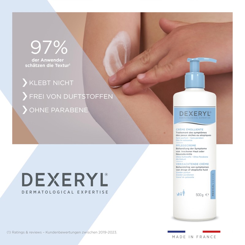 Dexeryl® Nourishing Cream for Dry Skin and Neurodermatitis, 500 g