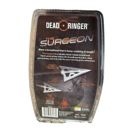 Dead Ringer Surgean Fixed 3Blade Steel 1 1/16 Cut Crossbow Broadhead, 100 Grain