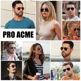 Pro Acme Small Aviator Sunglasses Glass Lens, Classic Metal Frame UV400 Protection for Men Women, 55MM (C-Gold/Brown)