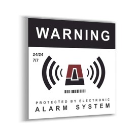Rigid Warning Sign - Protected by Electronic - Alarm System - Square 15 cm - Ultra Resistant - Aluminium (Not PVC) - Signal a Surveillance System/Camera - For Wall, Post, Barrier, etc.