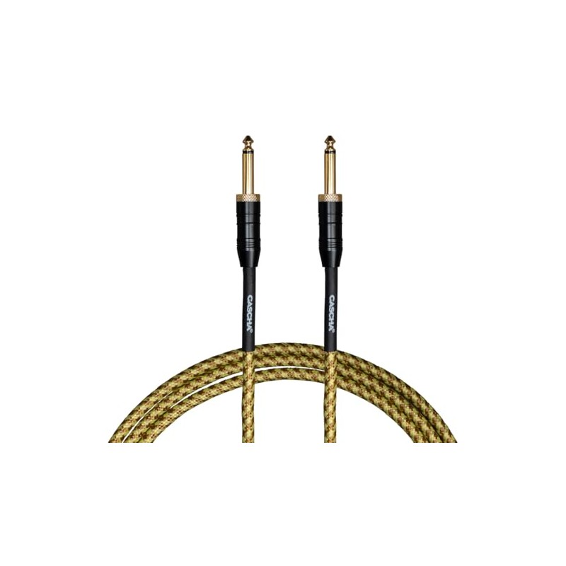 Cascha Professional Line Guitar Cable, Straight, Tweed Natural, 3 m