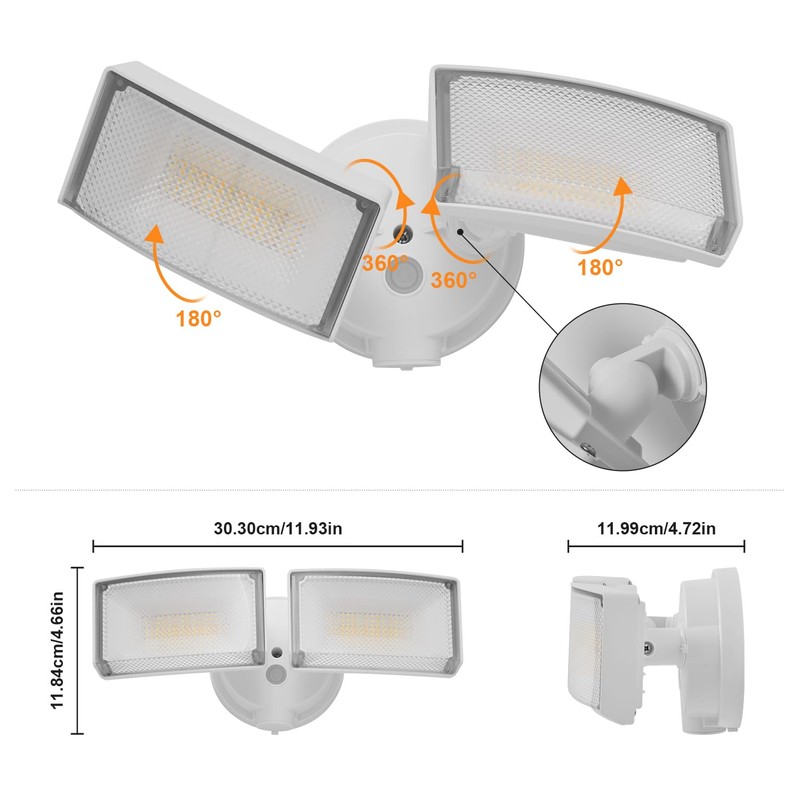 CELAVY 30W 3000 Lumen LED Dual-Head Flood Light Outdoor, Metal