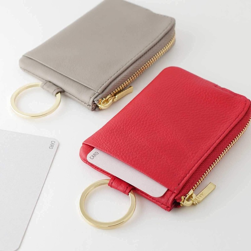 SLIP-ON Key Pouch, Mini Grayish Blue, OSL-2002-GBL, Genuine Leather, Key