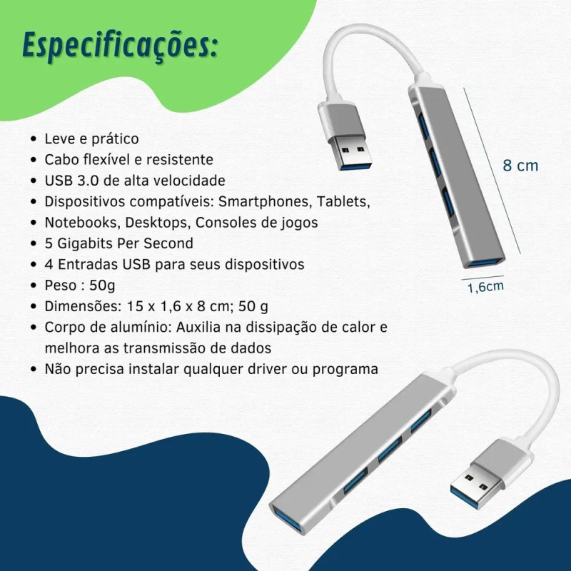 Extensor Hub Usb 3.0 De 4 Puertos Y Alta Velocidad