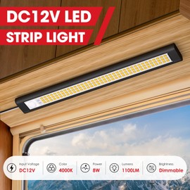 12V LED Light Strip, 12V Light Bar, Enclosed Trailer Lights, 12V LED Light for RV Interior, String Lights for Trailer, Shed, Track, Van, RV(4Pack, 4000K, Black)