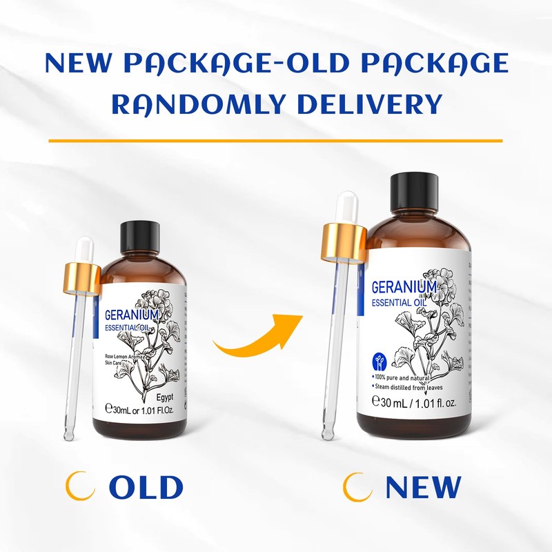 HIQILI 30ML Geranium Essential Oil， for Skin, Diffuser & Candle,