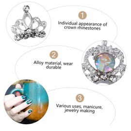 Mikinona Shiny Crown Nail Charms 50pcs Alloy Nail Sticker Diamond Decorations for DIY Manicure Random Style