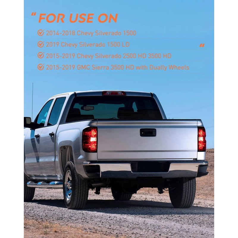 Nilight Taillight Assembly for 2014-2019 Chevy Silverado 1500 2500 HD