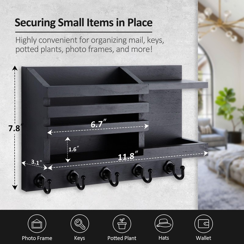 Nekon Key Holder for Wall, 11.8" x 7.8" x 3.1"