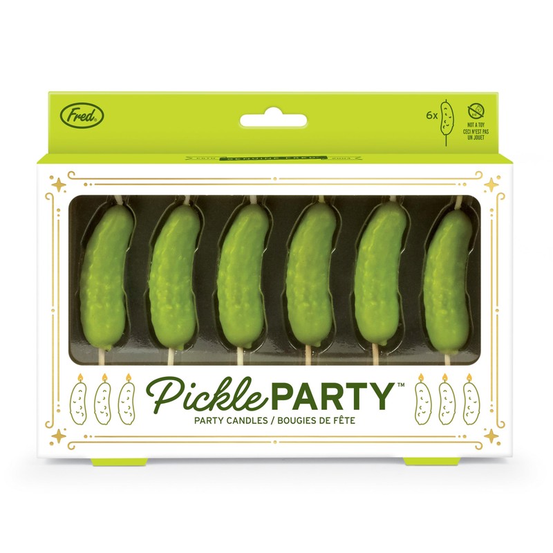 Genuine Fred Pickle Party Candles Set of 6 Quirky Pickle-Shaped