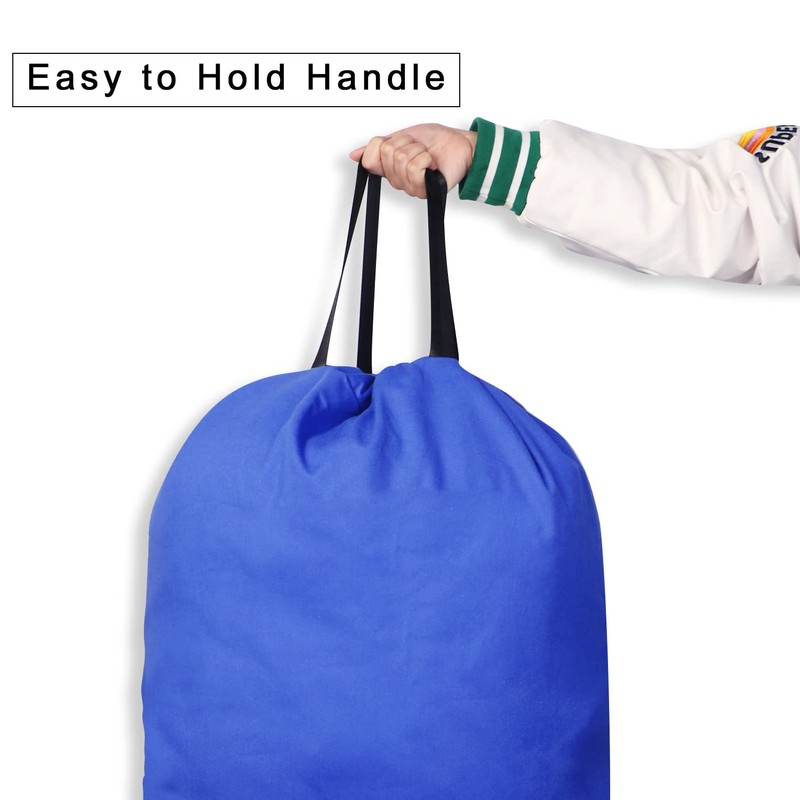 SANFERGE Cotton Canvas Laundry Bag with Handles & Drawstring Straps,