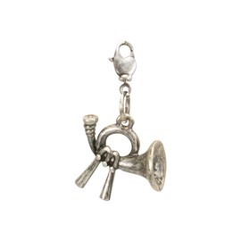 Alpenflüstern AAH130 Traditional Post Horn Pendant Small for Charivari or Costume Necklace (Antique Silver-Colour), Non-precious metal