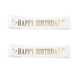 [Happy Spring] パーティーグッズ タスキ Happy Birthday 2個セット (白)