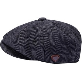 CHAAL® Flat Cap Mens Flat Caps UK 8 Panel Peaky Flat Baker Boy Hats Wool Cap Gatsby Tweed Wool Fabric Newsboy Style Women Baker 1920s Hat Flat Cap Plain Charcoal, M