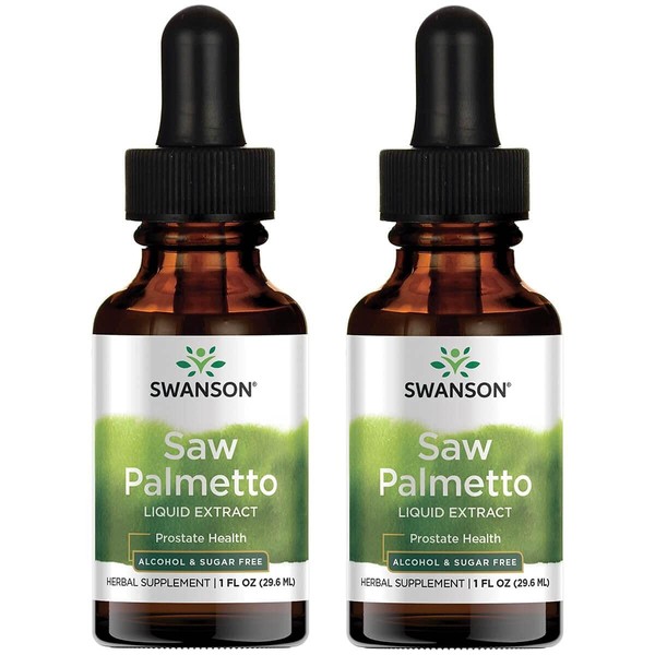 Swanson Saw Palmetto Liquid Extract (Alcohol and Sugar-Free) 1 fl Ounce (29.6 ml) Liquid (2 Pack)
