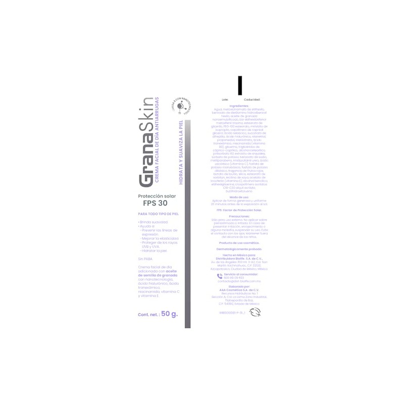 Crema Facial Día Antiarrugas Ácido Hialurónico Niacinamida Vitamina C E
