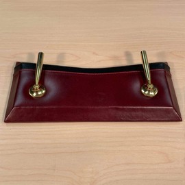 Dacasso Burgundy Leather Gold Trim Double Pen Stand