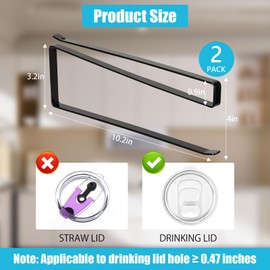 ROYUEXT Tumbler Lid Organizer,2 PCS Tumbler Lid holder Hook,Under Cabinet Lid Hanger, Space Saving Cup Lid Holders for Kitchen Storage,Paper,Towel,Up to 30 Lids(Black)