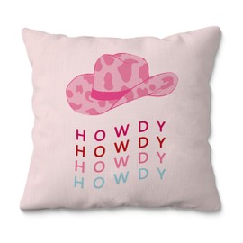 Fuasei Pink Howdy Pillow Covers 18x18, Coquette Room Decor, Howdy Throw Pillow Covers, Preppy Throw Pillow Covers, Cowgirl Throw Pillow Covers, Pink Cowgirl Room Decor, Cowgirl Decor for Bedroom