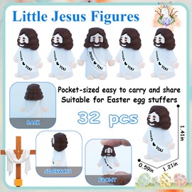 ILHSTY 32 Pcs Little Jesus Figures – Mini Rubber Jesus Toys Jesus Love You for Easter Egg Fillers Egg Hunts Religious Party Favors Gifts Hide and Seek Baptism Gifts Sunday School (White)