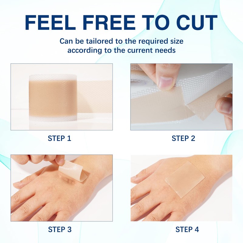 Silicone Scar Sheets (1.6”x 130”, 3.3M), Professional Silicone Scar Tape,