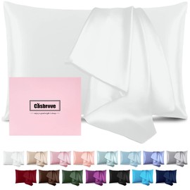 Silk Pillowcase for Hair and Skin Mulberry Silk Pillowcase Soft Breathable Smooth Both Sided Natural Silk Pillowcase with Zipper Beauty Sleep Silk Pillow Case 1 Pack for Gift (King, White)