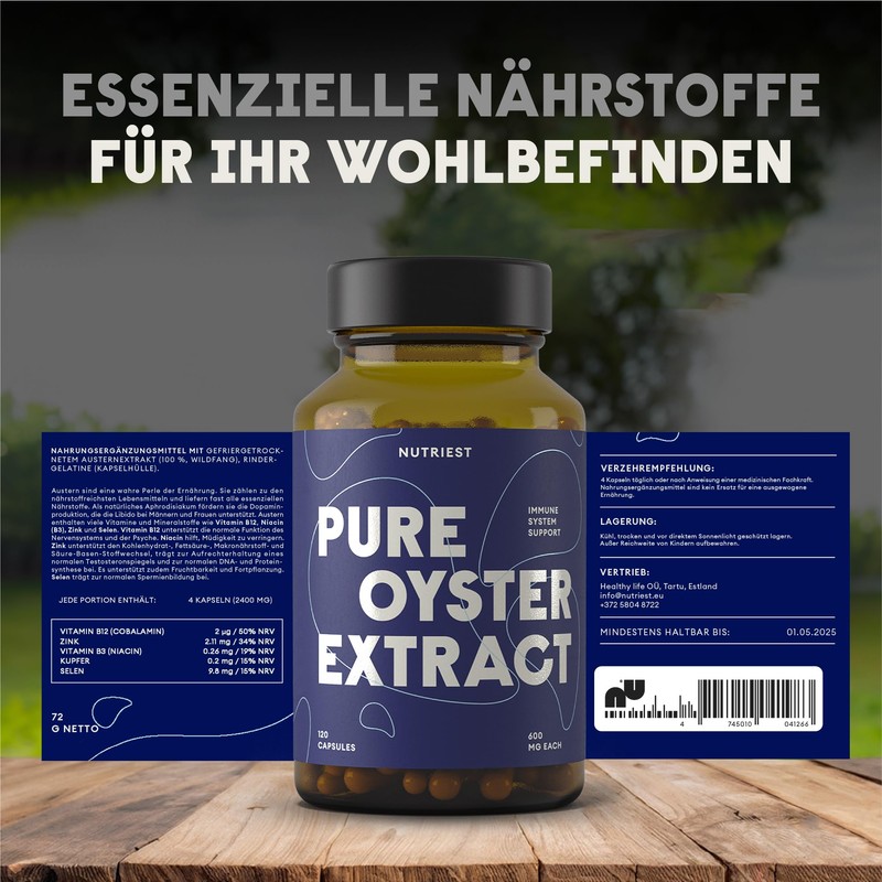 Nutriest Oyster Extract (120 Capsules) – 100% Freeze-Dried Oyster Extract