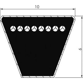 Class V-belt DIN 2215, Z 10 x 6, Li=840 mm, Z33 code: Z33 Li: 840 mm Ld: 862 mm