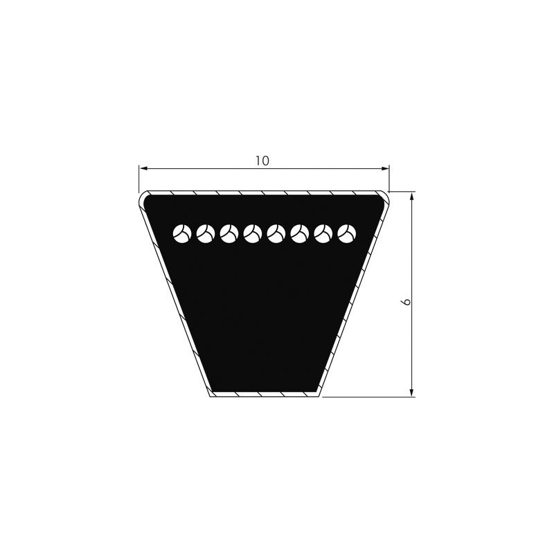 Class V-belt DIN 2215, Z 10 x 6, Li=840 mm,