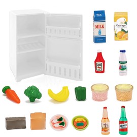 JINJUMEI 16 Pieces Miniature Dollhouse Accessories Kitchen 1:12 Dollhouse Fridge Food Dollhouse Fridge Toy Small Simulation Freezer Model Micro Food (Random)