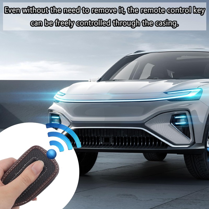Car Key Fob Cover Case,Leather Car Key Holder with Mesh