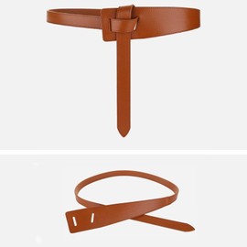 GeorgeX Cinturón de Vestir de Moda para Mujer, Jeans Anudados Sin Cinturón de Hebilla, Cinturónes Ajustable (Marrón)